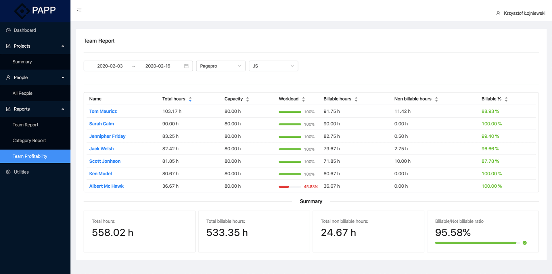 Profitability App Team Report