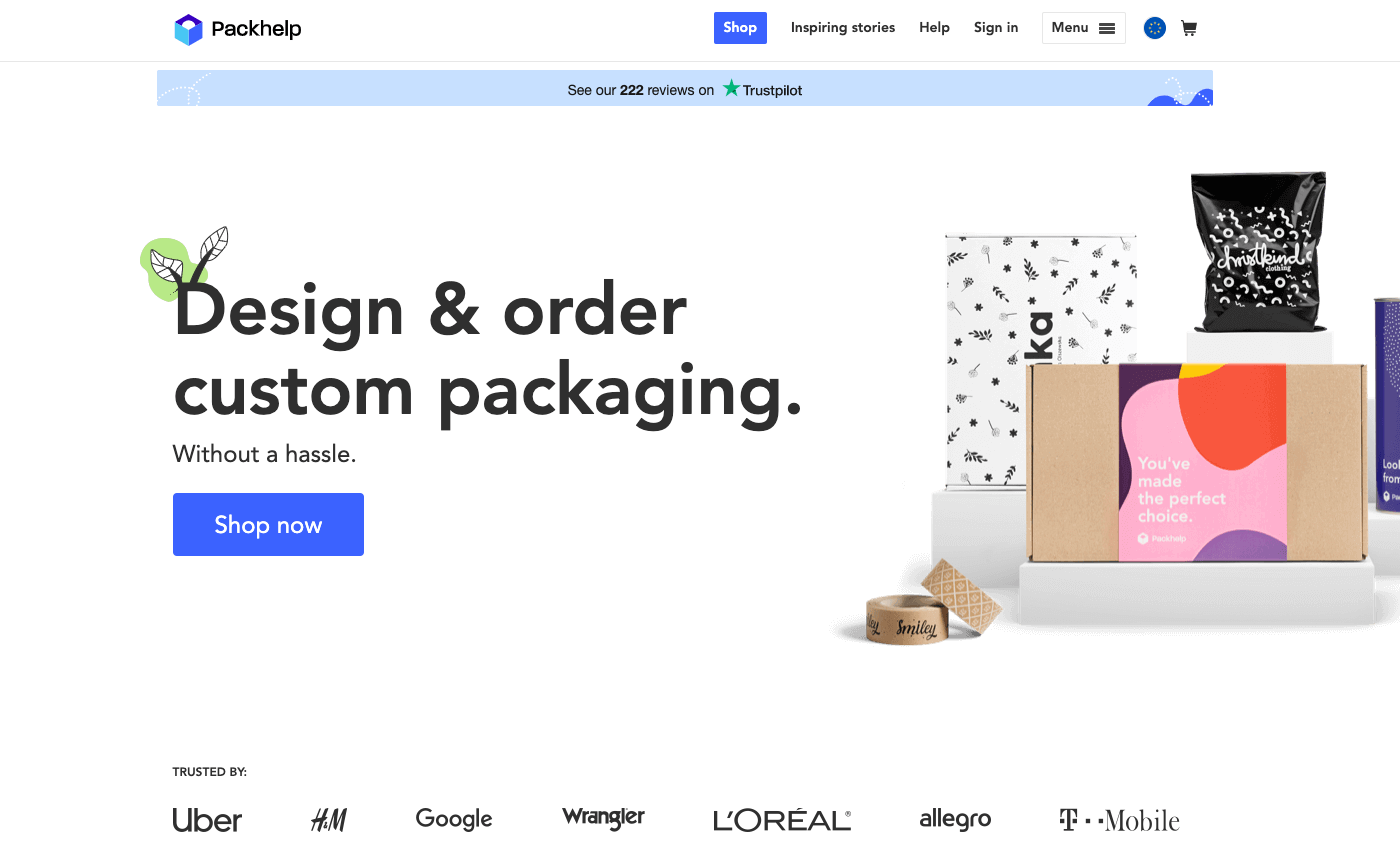 Packhelp Home Page Screenshot